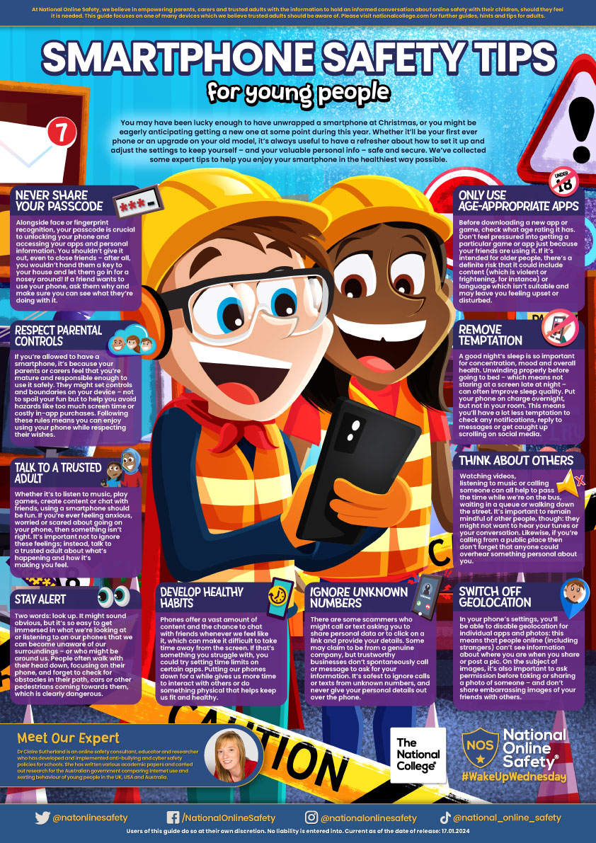 Smart phone Safety Tips leaflet for mobile phones