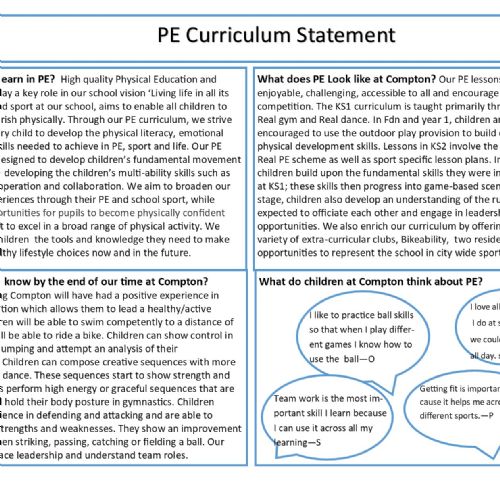 PE Curriculum Statement
